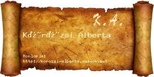 Körözsi Alberta névjegykártya